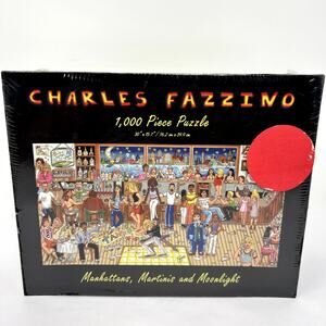 Charles Fazzino Manhattans Martinis Moonlight 1000 Piece Puzzle Game Night NEW